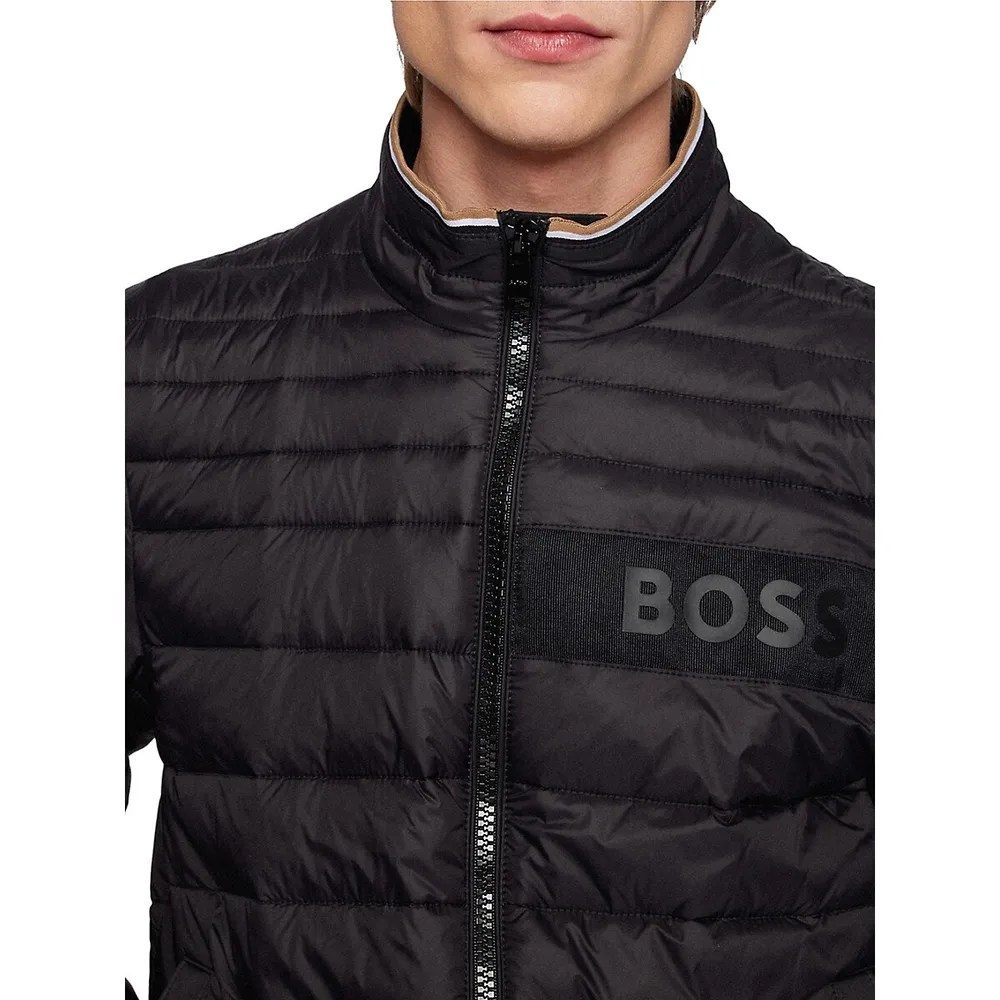 Regular-Fit Logo-Tape Quilted Jacket