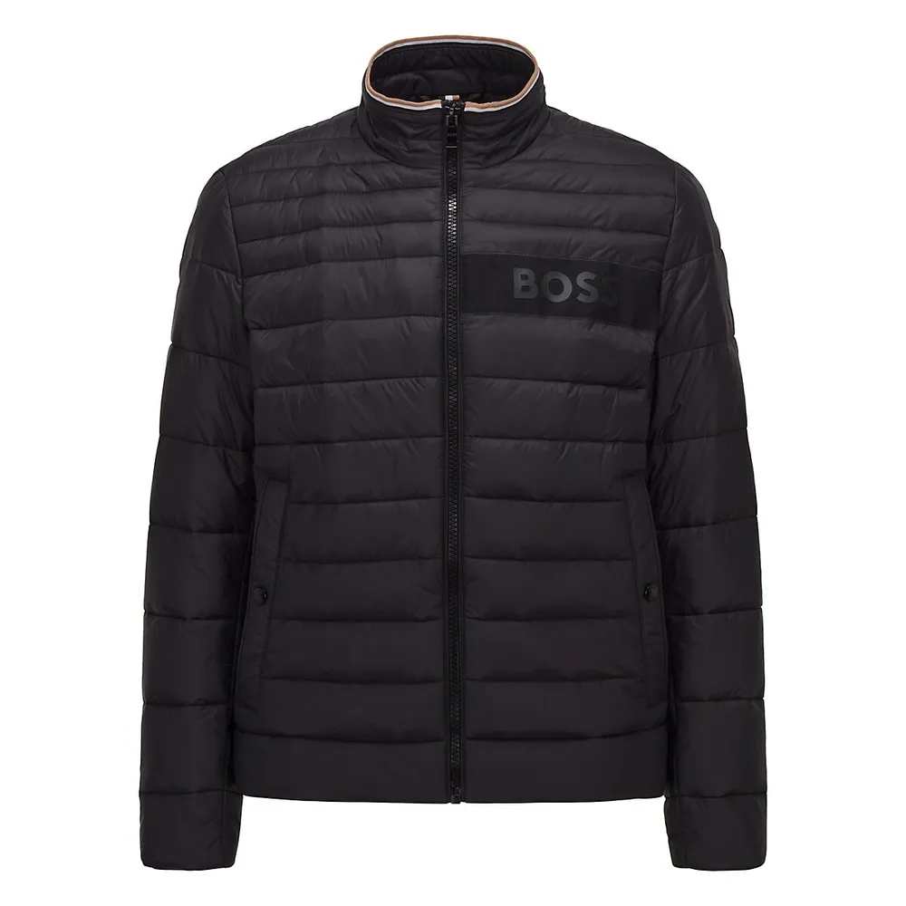 Regular-Fit Logo-Tape Quilted Jacket