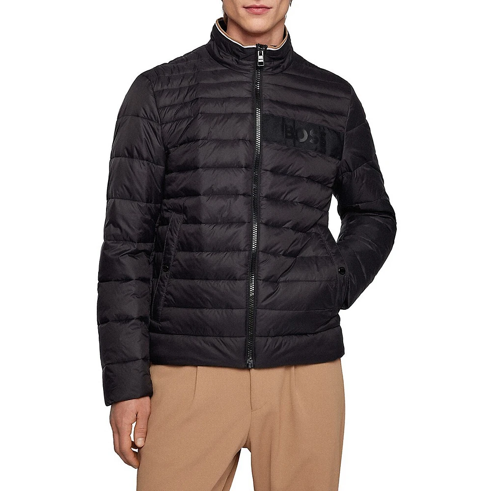 Regular-Fit Logo-Tape Quilted Jacket