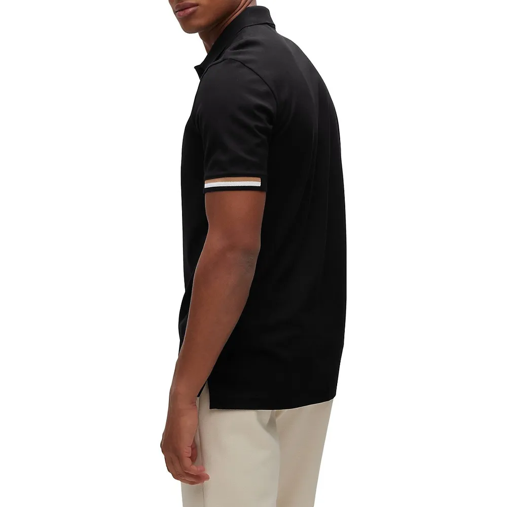 Slim-Fit Stripe-Trim Polo Shirt