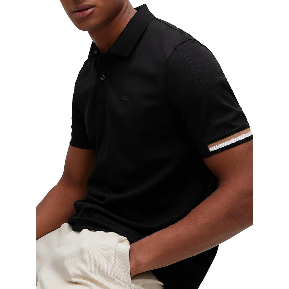 Slim-Fit Stripe-Trim Polo Shirt