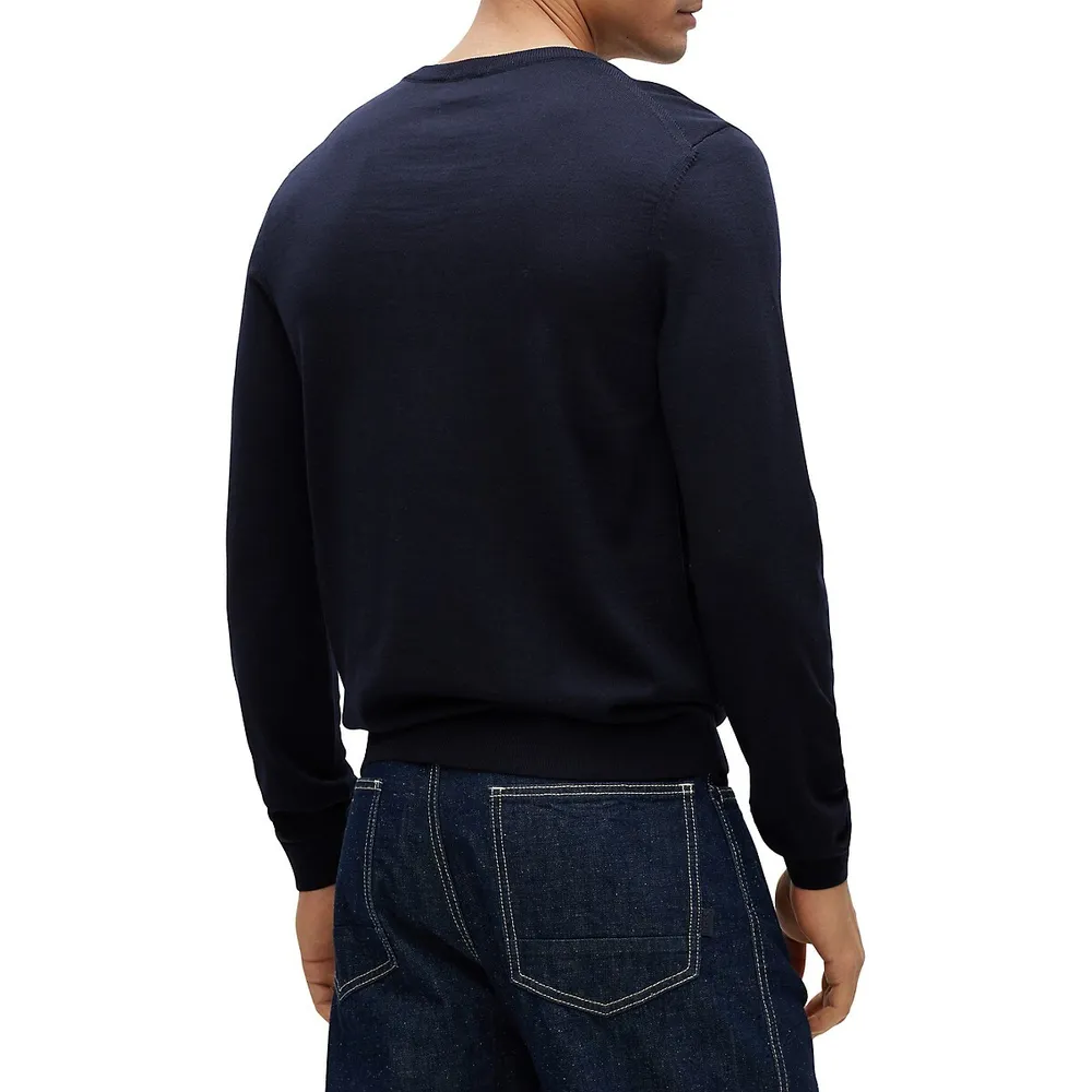 BOSS - Slim-fit V-neck sweater in virgin wool