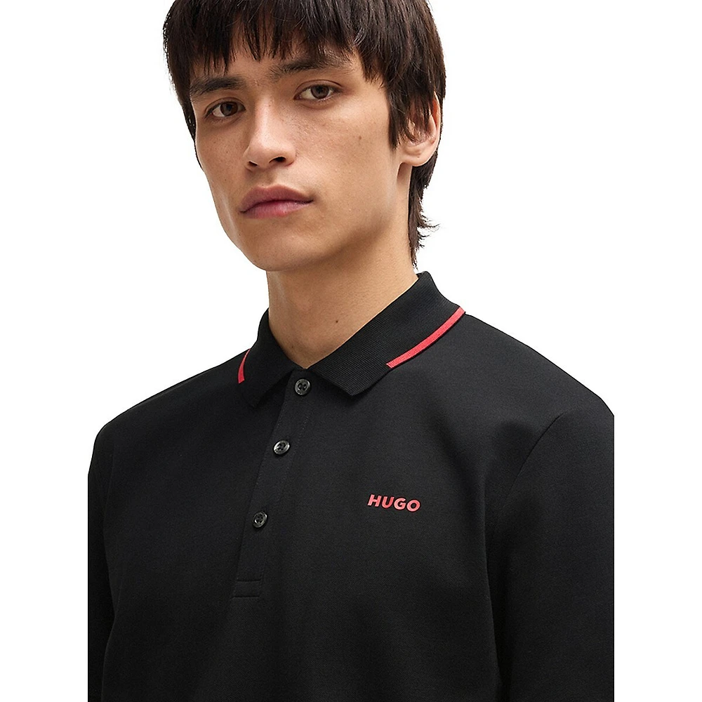 Slim-Fit Tipped Stretch-Cotton Piqué Polo Shirt