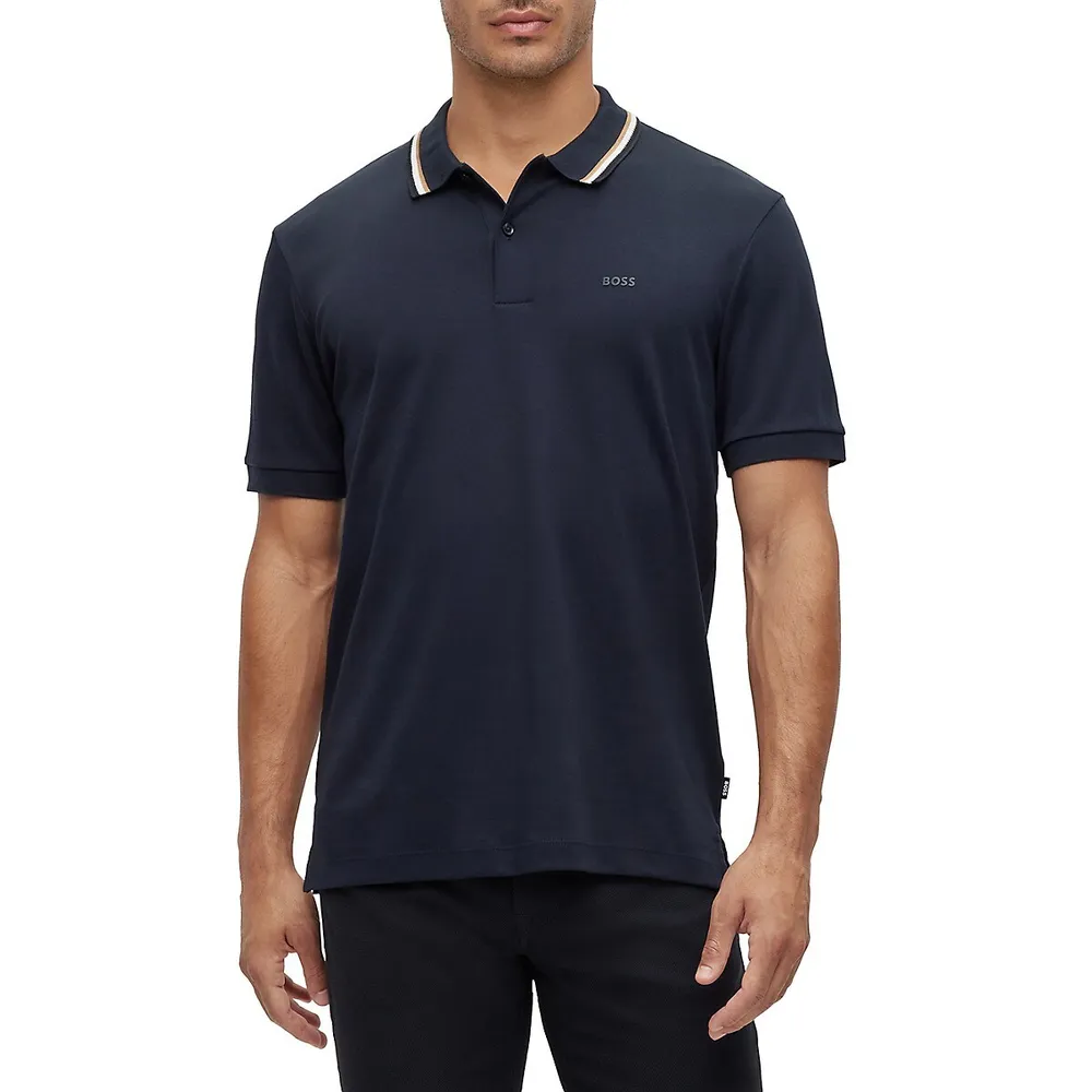 Slim-Fit Striped Collar Polo Shirt