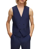 2-Piece Slim Fit Wool-Blend Blazer & Waistcoat Set