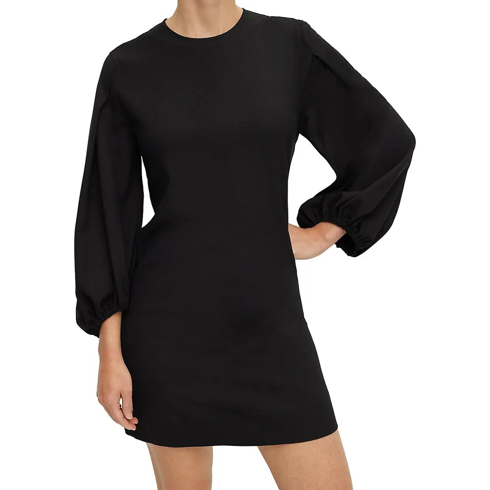 Relaxed-Fit Blouson-Sleeve Mini Dress