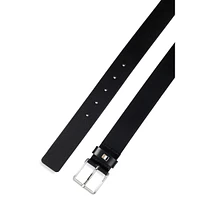 Leather Belt With Signature-Stripe Keeper Trim