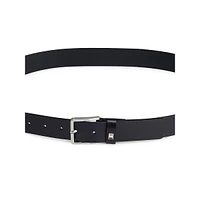 Leather Belt With Signature-Stripe Keeper Trim