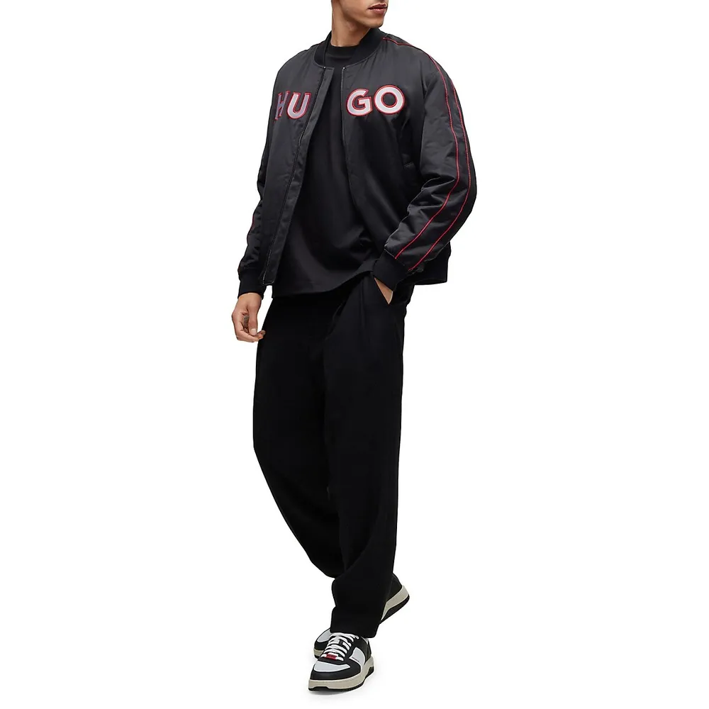 Relaxed-Fit Satin Logo Bomber Jacket