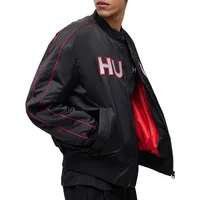Relaxed-Fit Satin Logo Bomber Jacket