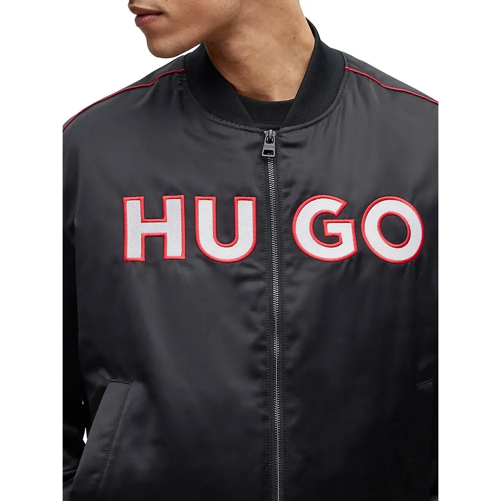 Relaxed-Fit Satin Logo Bomber Jacket