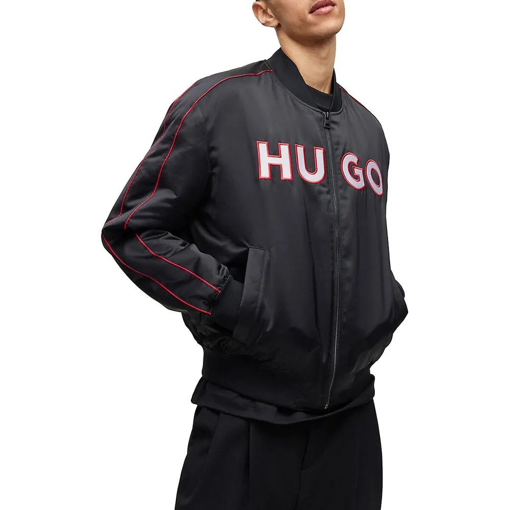 Relaxed-Fit Satin Logo Bomber Jacket