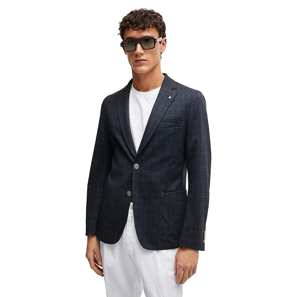 Slim-Fit Check Stretch Blazer