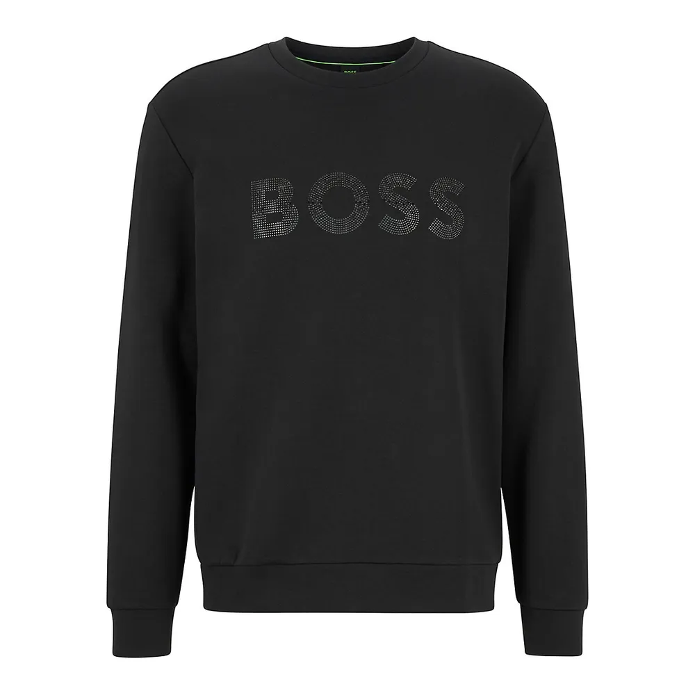 Salbo Relaxed-Fit Rhinestone Logo Sweatshirt