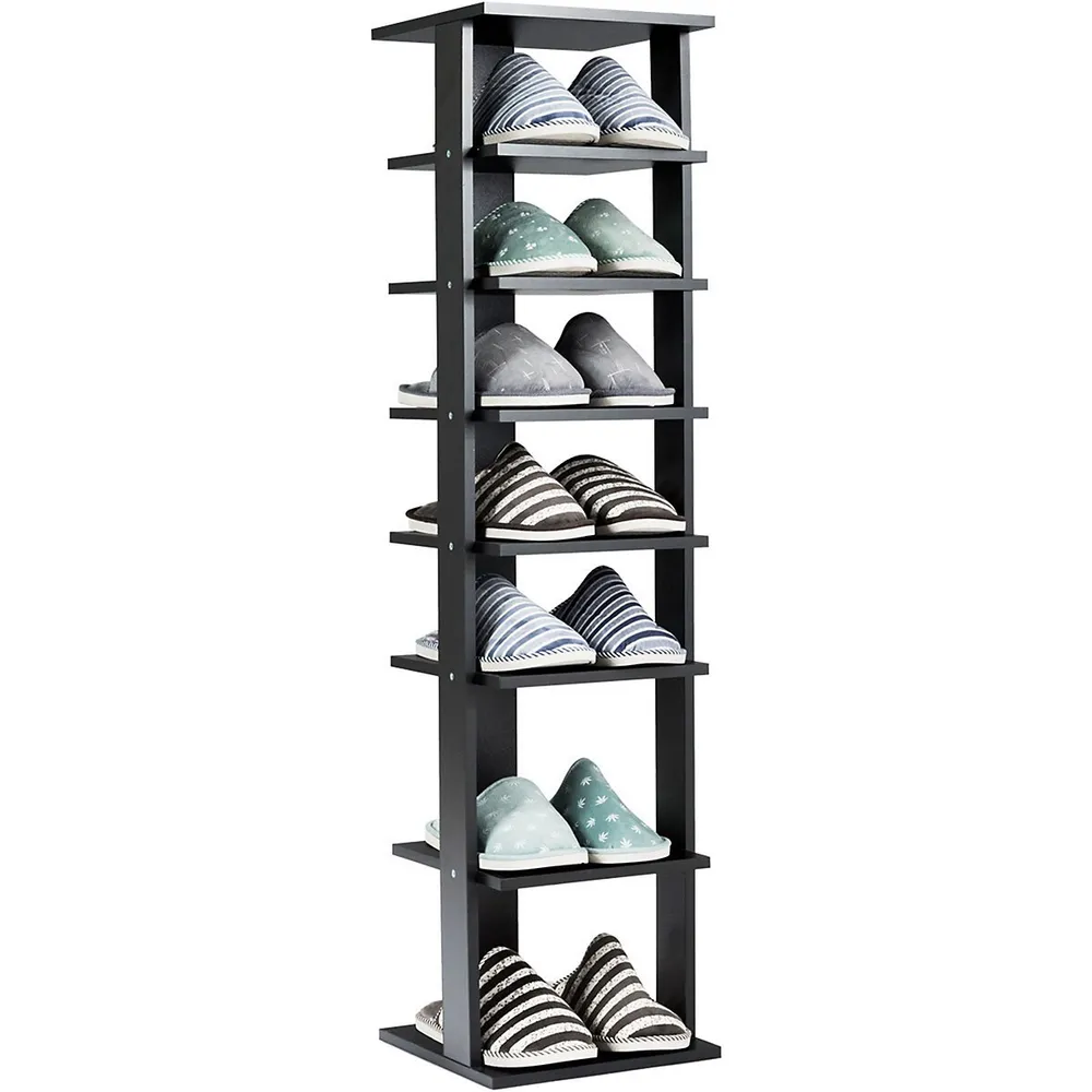 Costway 4 Tier Multifunction Bamboo Shoe Rack Boot Tower Shelf Storage  Organizer Stand