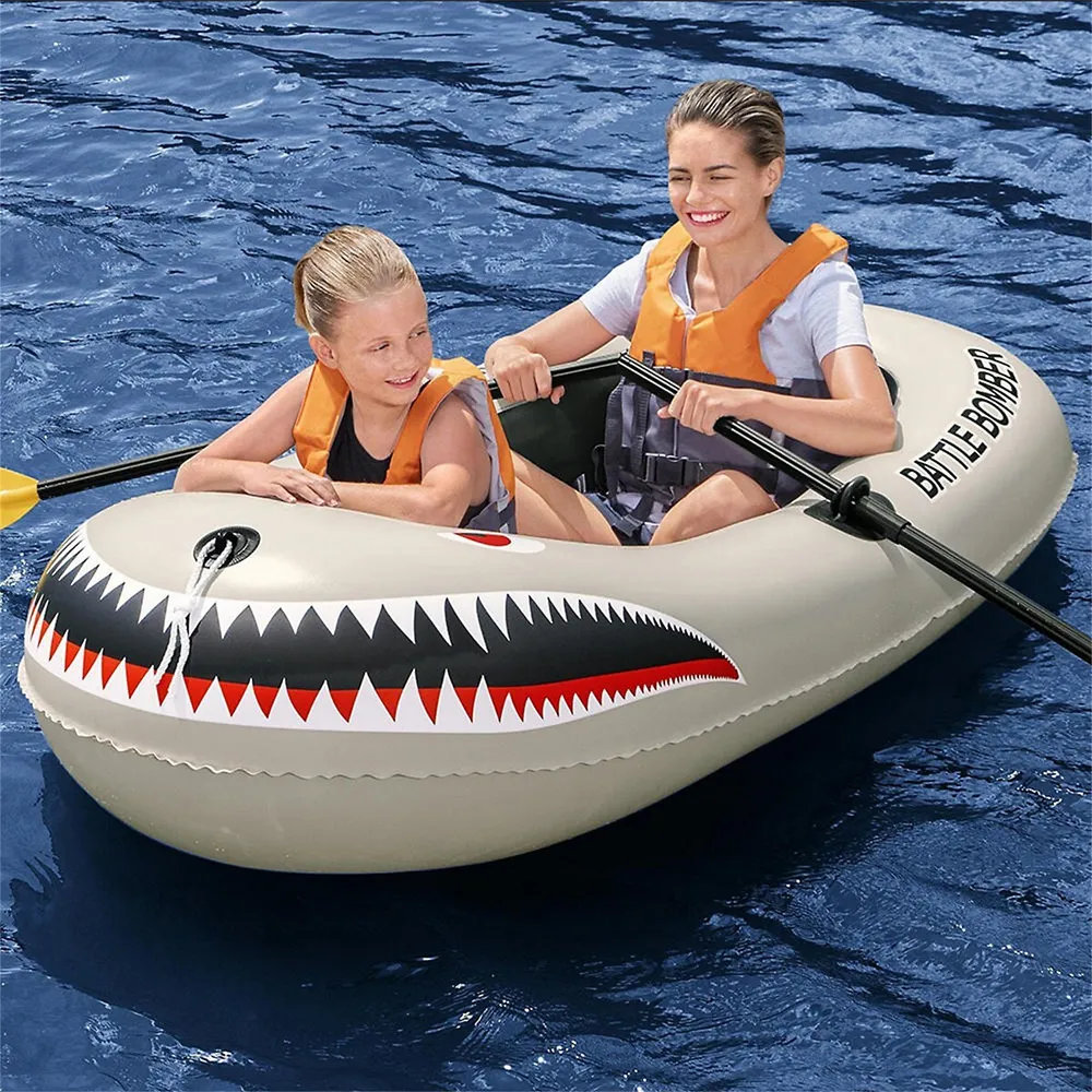 2-person Inflatable Boat Raff With 2pcs 49" Aluminum Oars, 72"x36" for Mild Rivers and Lakes