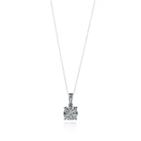 14K White Gold Cluster Pendant Chain-Link Necklace with 0.46 CT. T.W. Diamonds