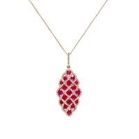 14K Rose Gold Diamond and Natural Ruby Pendant