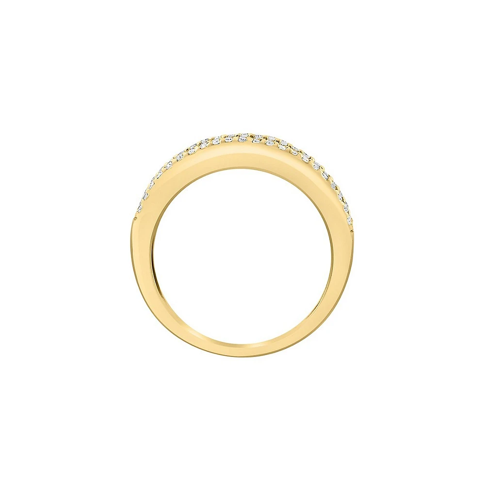 Bague en or jaune 14 ct avec émeraudes naturelles et diamants 0,22 ct (PT)