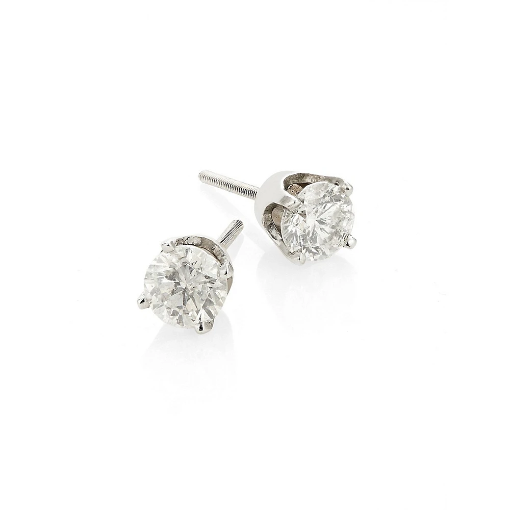 Com 14K White Gold & 1.92 CT. T.W. Diamond Stud Earrings