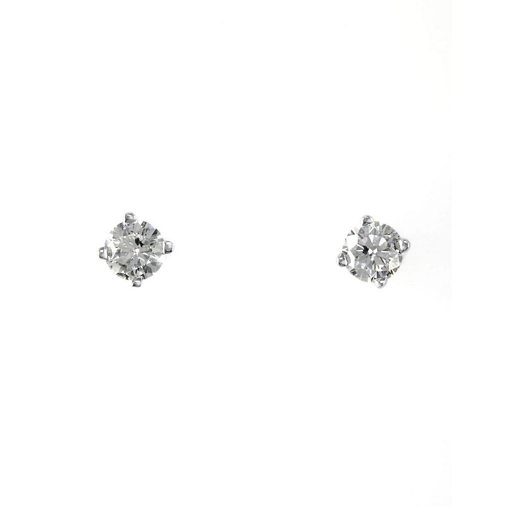 14K White Gold Stud Earrings with CT. T.W. Diamonds