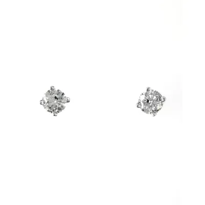 14K White Gold Stud Earrings with CT. T.W. Diamonds