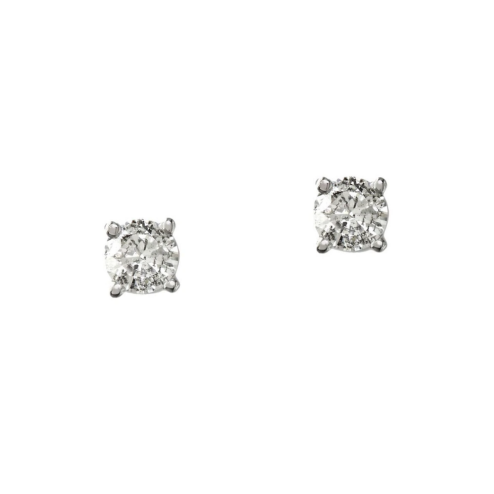 Or blanc 14 k  0,50 ct pt boucles d oreilles a diamants