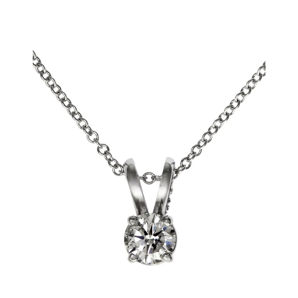 14K White Gold & 0.2 CT. T.W. Diamond Drop Pendant Necklace