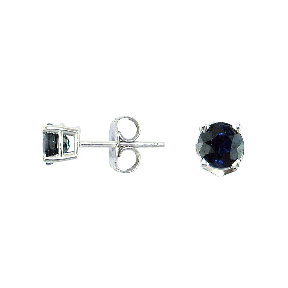 14K White Gold Sapphire Stud Earrings