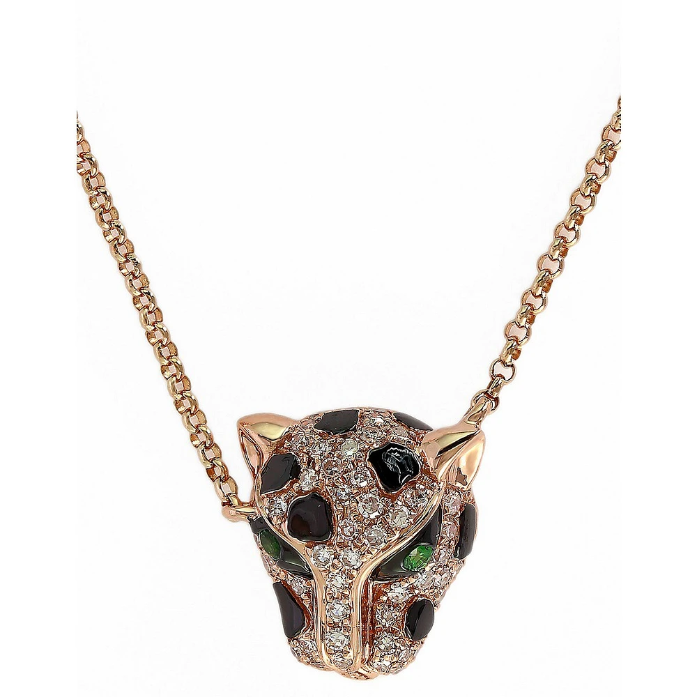 14k Rose Gold Diamond Tsavorite Necklace