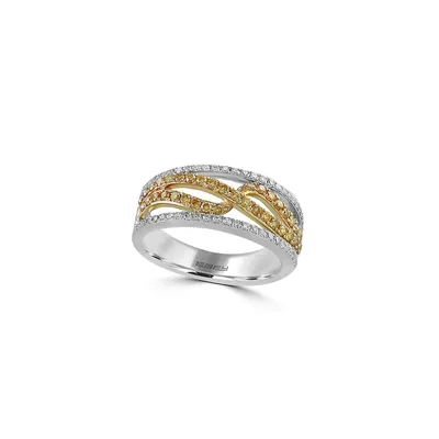 14K Two-Tone Gold, 0.61 CT. T.W. Yellow Diamond & Diamond Ring