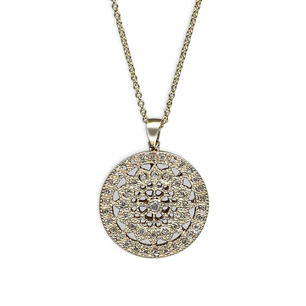 14K Yellow Gold Pendant Necklace with 0.25 CT. T.W. Diamonds