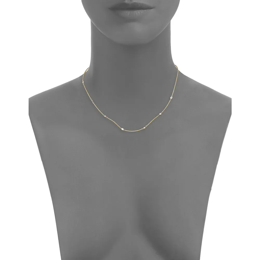 Collier en or jaune 14 ct à diamants