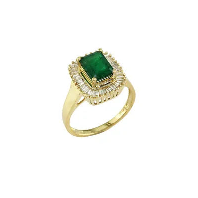 14K Yellow Gold, Emerald & 0.50 CT. T.W. Diamond Ring