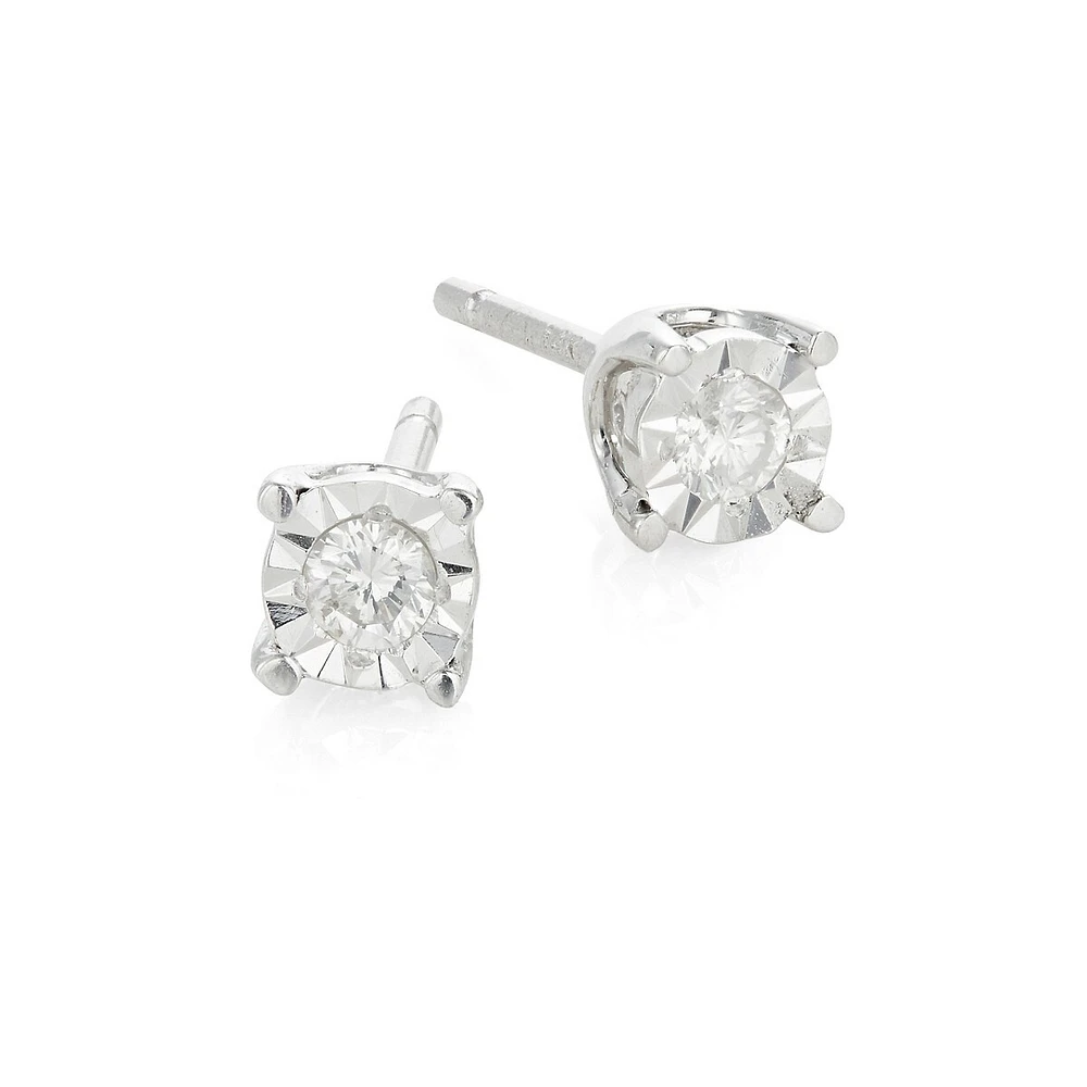 Dormeuses en or blanc 14 K avec diamants d'un poids total de 0,10 ct