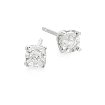 14K White Gold and 0.10 Total Carat Weight Diamond Stud Earrings