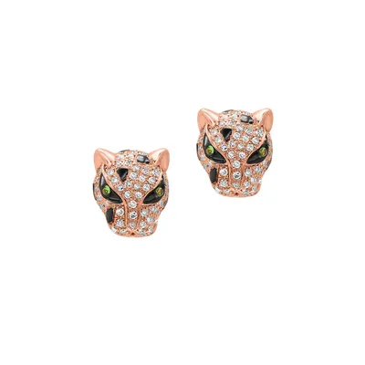 14K Rose Gold Tsavorite Earrings with 0.45 CT. T.W. Diamonds