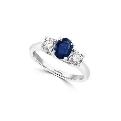 14K White Gold and Two-Tone Sapphire Ring