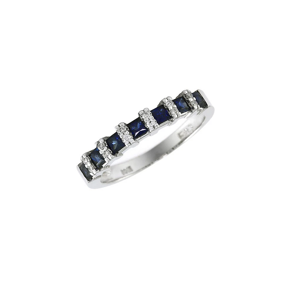 14K White Gold Sapphire Stack Ring