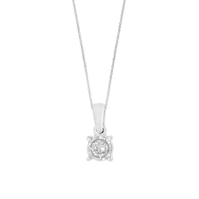 14K White Gold and Diamond Pendant Necklace