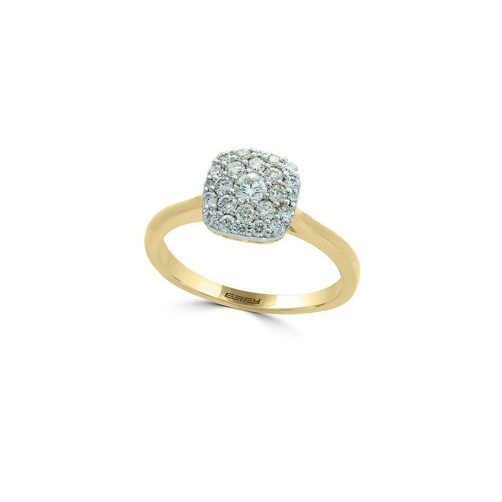 Bague en or jaune 14 ct et en or blanc 14 ct avec diamants de 0,49 ct PT