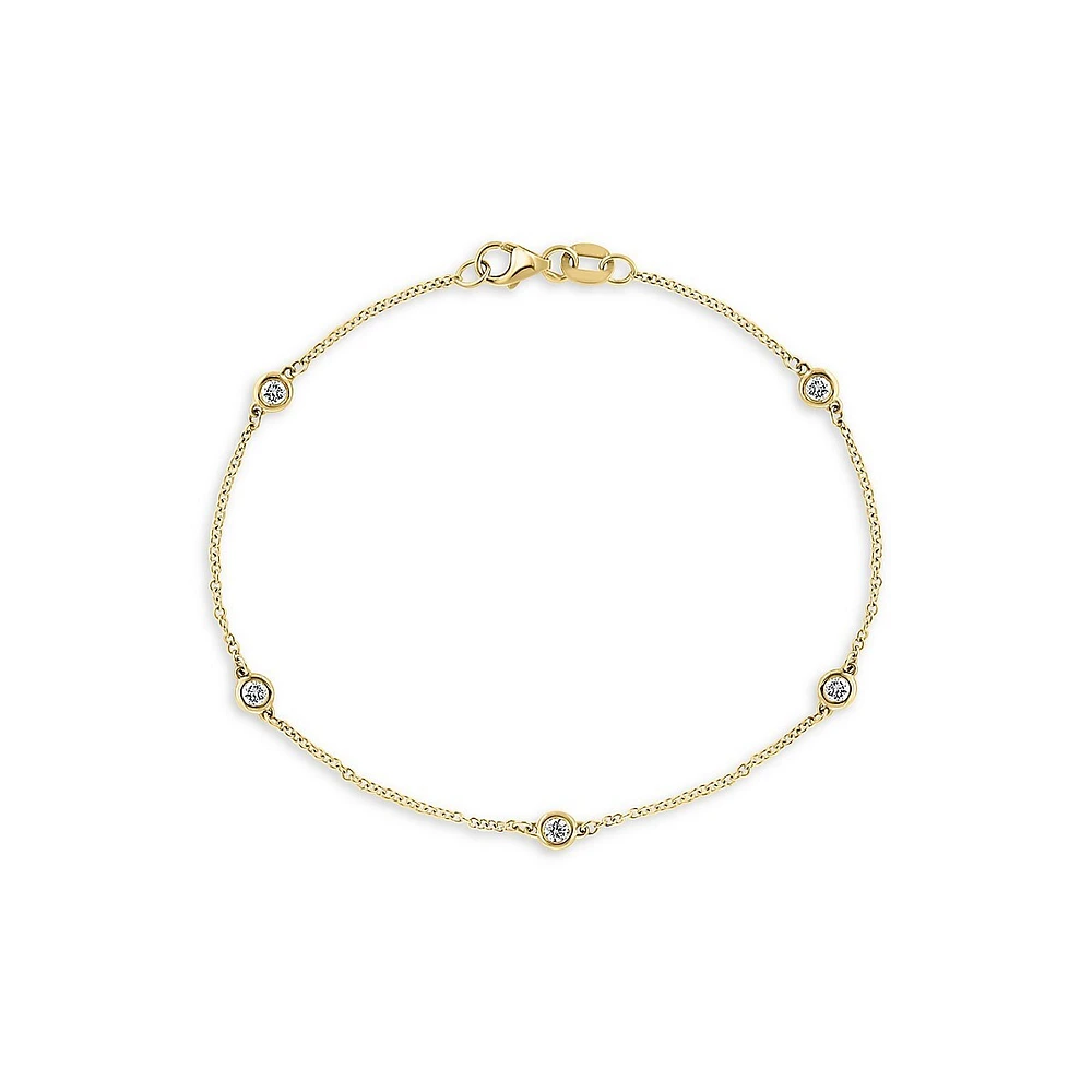 Bracelet en or jaune 14 ct avec diamants 0,25 ct PT