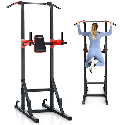 Goplus Multi-function Power Tower Pull Up Bar Dip Stand Home Gym Full-body Workout