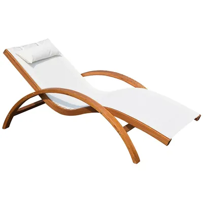 Outdoor Wood Sling Chaise Lounge