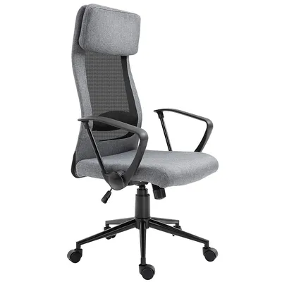 Linen High Back Office Chair With Headrest