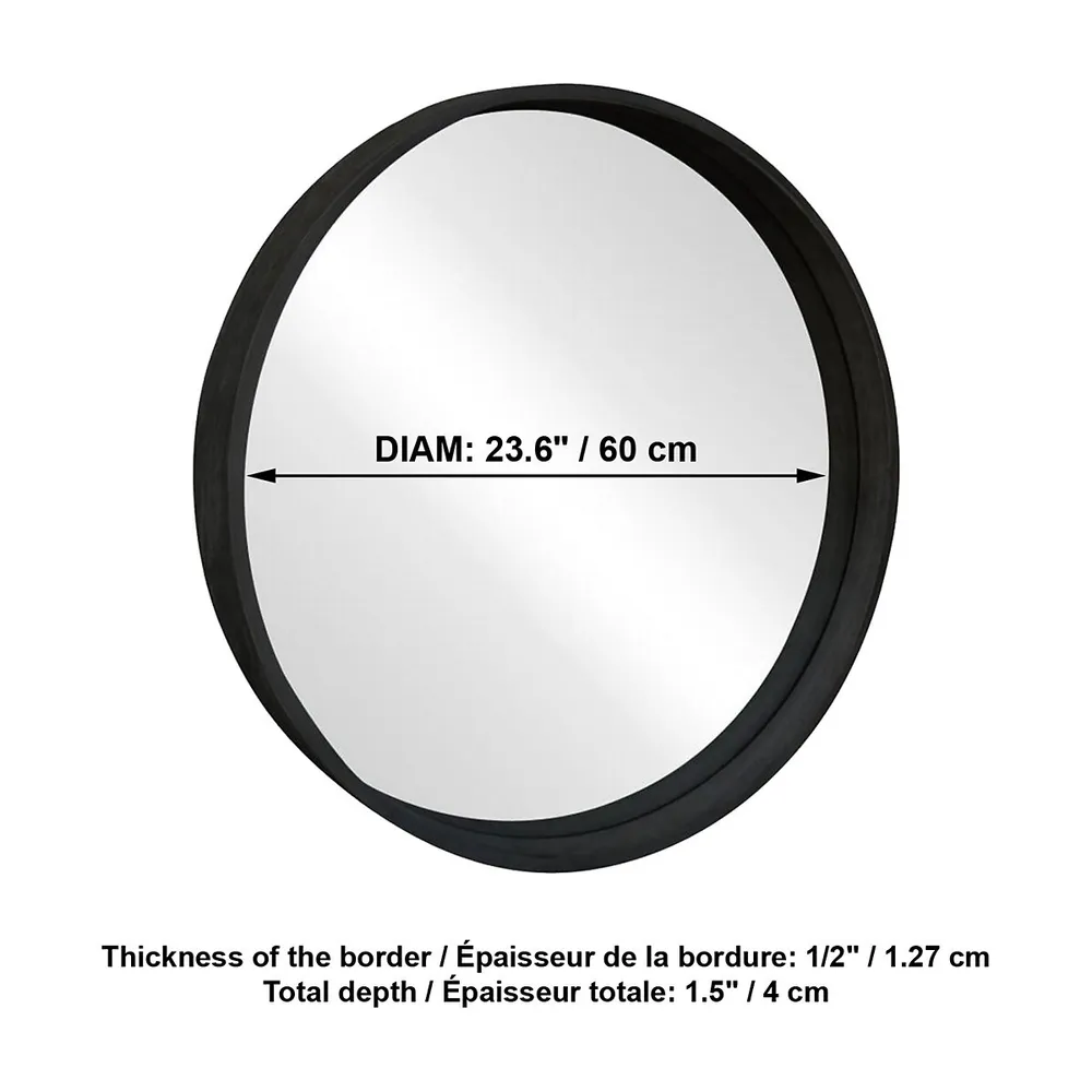 Round Wall Mirror, 23.6" Diameter