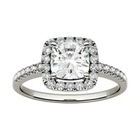 14k White Gold 1.40 Ct. T.w. Created Moissanite Cushion Halo Ring