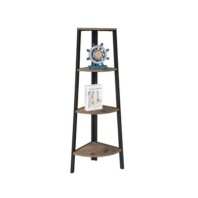 Corner Shelving Unit With 4 Shelves, Metal Frame, From The Guilia Collection