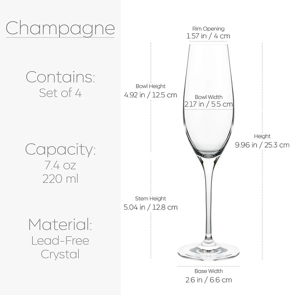 Crystalite Bohemia 5 Oz Crystal Champagne Flute Glasses Sparkly