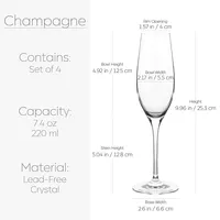 Crystal Champagne Sparkling Wine Glasses - Set Of 4